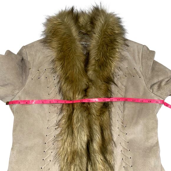 Vintage Newport News Tan Suede Leather Penny Lane Style Coat Size Medium - Picture 8 of 15